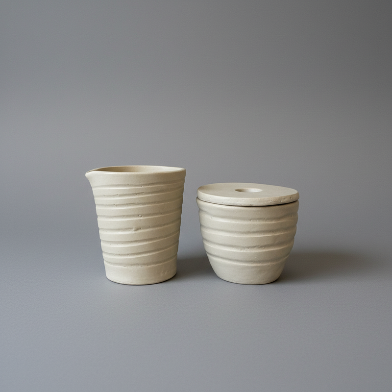 Beige Milk and Sugar Pot Set